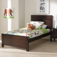 Baxton Studio HT1702-Espresso Brown-Twin Catalina Modern Classic Mission Style Dark Brown-Finished Wood Twin Platform Bed